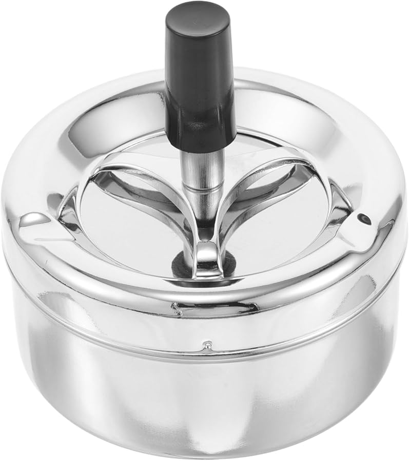 صينية معدنية للمكتب مقاومة للرياح بدون دخان قابلة للدوران للاستخدام في المنزل والمكتب والسيارة - Image 1